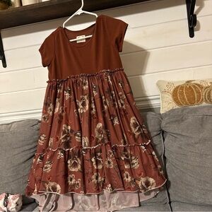 MIA JOY BOUTIQUE SIZE 12 FALL FLORAL RUFFLE DRESS EUC